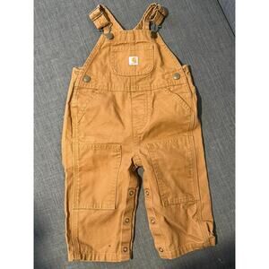 Carhartt Overalls 12 Months Baby Bib Overall Tan Brown Snap Crotch Double Knees